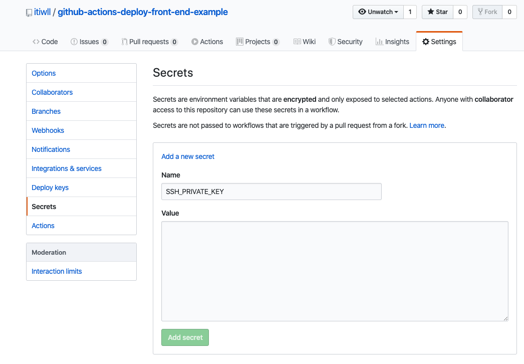 添加服务器发布私钥